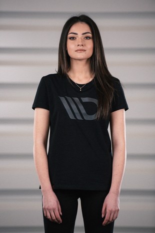 Maxton Womens Black T-Shirt With Grey Logo - M