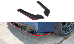 Maxton Rear Side Splitters V.2 Subaru Wrx Sti - Gloss Black + Red