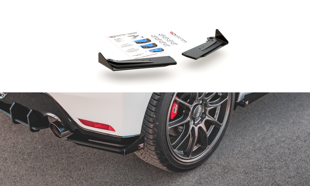 Maxton Racing Durability Rear Side Splitters + Flaps Toyota Gr Yaris Mk4 - Black-Red + Gloss Flaps