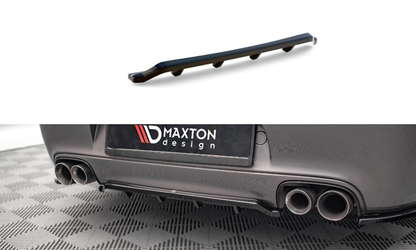 Maxton Central Rear Splitter (With Vertical Bars) Porsche 911 Carrera / Carrera Gts 997 Facelift - Gloss Black