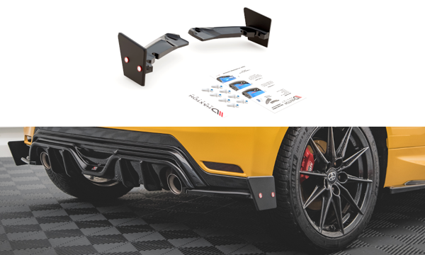Maxton Rear Side Splitters + Flaps V.4 Toyota Gr Yaris Mk4 - Gloss Black