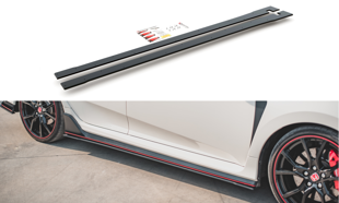 Maxton Racing Durability Side Skirts Diffusers V.2 Honda Civic X Type-R - Black-Red