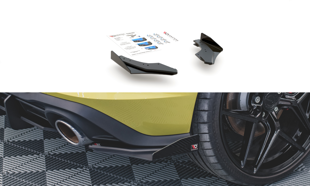 Maxton Racing Durability Rear Side Splitters + Flaps Volkswagen Golf 8 Gti Clubsport - Black + Gloss Flaps    