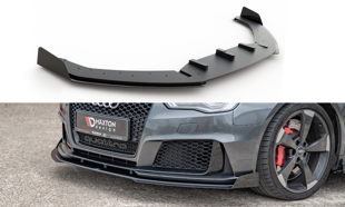 Maxton Racing Durability Front Splitter + Flaps Audi RS3 8V Sportback - Black-Red + Gloss Flaps