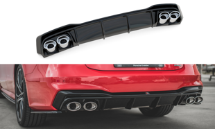 Maxton Rear Valance + Exhaust Ends Imitation Audi A7 C8 S-Line - Chrome 