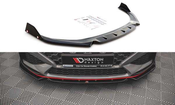 Maxton Front Splitter + Flaps V.1 Hyundai I30 N Hatchback/Fastback Mk3 Facelift - Gloss Black