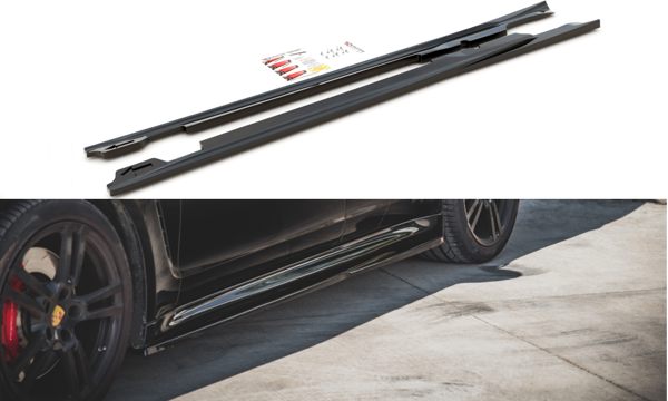 Maxton Side Skirts Diffusers V.1 Porsche Panamera Turbo 970 Facelift - Gloss Black