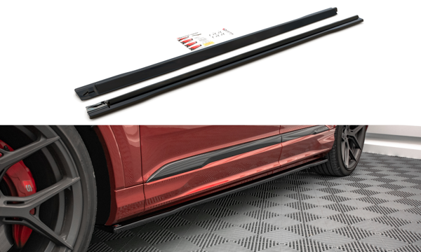 Maxton Side Skirts Diffusers Audi Sq7 Mk2 (4M) Facelift - Gloss Black