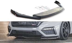Maxton Front Splitter + Flaps V.2 Skoda Octavia RS Mk4 - Gloss Black