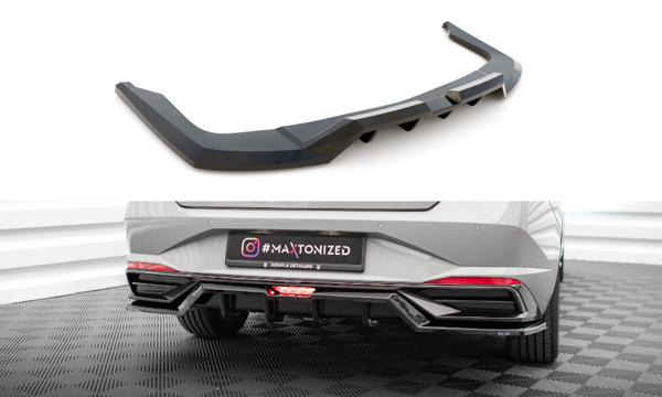 Maxton Central Rear Splitter (With Vertical Bars) Hyundai Elantra Mk7 - Gloss Black