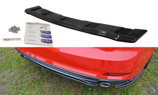 Maxton Central Rear Splitter Audi A5 F5 S-Line (Without Vertical Bars) - Gloss Black