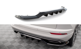 Maxton Central Rear Splitter (With Vertical Bars) Skoda Karoq Sportline Mk1 Facelift - Gloss Black
