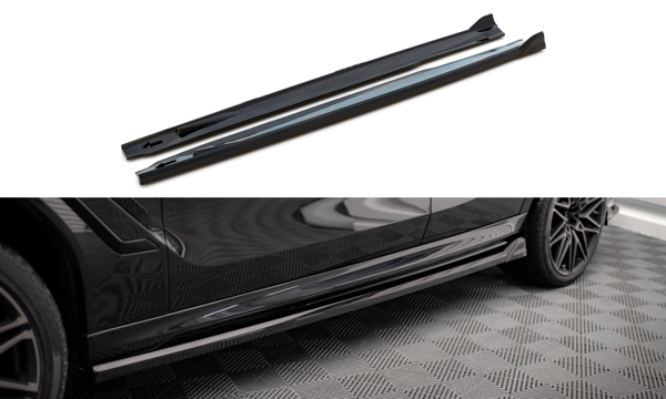 Maxton Side Skirts Diffusers BMW X6 M F96 / X6 M-Pack G06 - Gloss Black