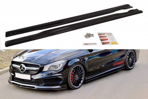 Maxton Side Skirts Diffusers Mercedes Cla 45 Amg C117/A45 Amg W176 (Preface) - Gloss Black