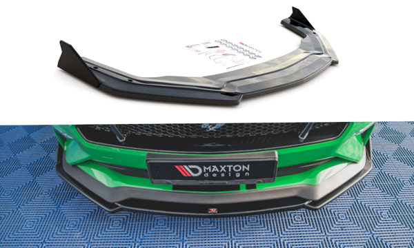 Maxton Front Splitter + Flaps V.2 Ford Mustang Gt Mk6 Facelift - Gloss Black