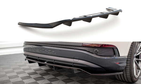 Maxton Central Rear Splitter (With Vertical Bars) Audi Q4 E-Tron Sportback Mk1 - Gloss Black