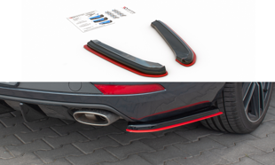 Maxton Rear Side Splitters V.4 Seat Leon Cupra Mk3 Fl Sportstourer - Gloss Black + Red
