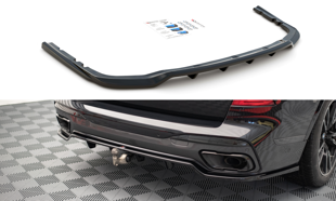 Maxton Central Rear Splitter (With Vertical Bars) BMW X7 M G07 - Gloss Black