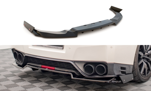 Maxton Central Rear Splitter + Flaps For Nissan Gtr R35 Facelift - Textured