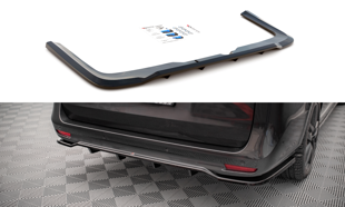 Maxton Central Rear Splitter (With Vertical Bars) Mercedes-Benz V-Class Amg-Line W447 Facelift - Gloss Black