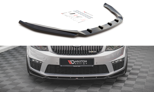 Maxton Front Splitter V.4 Skoda Octavia RS Mk3 - Gloss Black