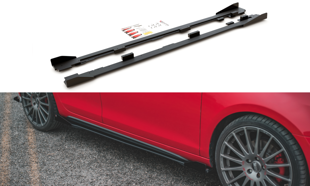 Maxton Racing Durability Side Skirts Diffusers + Flaps Volkswagen Golf Gti Mk6  - Black + Gloss Flaps    