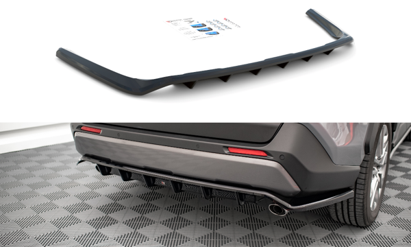 Maxton Central Rear Splitter (With Vertical Bars) Toyota Rav4 Mk5 - Gloss Black