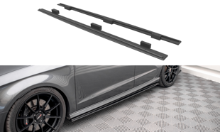 Maxton Street Pro Side Skirts Diffusers Audi S3 / A3 S-Line Sportback 8V Facelift - Black
