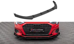 Maxton Street Pro Front Splitter + Flaps Audi A3 8Y - Black-Red + Gloss Flaps