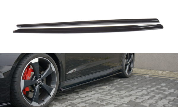 Maxton Side Skirts Diffusers Audi RS3 8V Fl Sportback - Gloss Black
