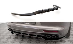 Maxton Central Rear Splitter (With Vertical Bars) Porsche Panamera E-Hybrid 971 - Textured