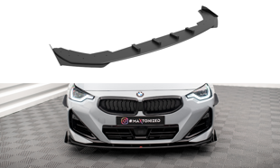 Maxton Street Pro Front Splitter + Flaps BMW 2 Coupe M-Pack / M240I G42 - Black + Gloss Flaps    