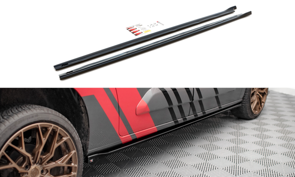 Maxton Side Skirts Diffusers Peugeot Partner Maxi Mk3 - Gloss Black