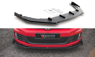 Maxton Racing Durability Front Splitter V.3 + Flaps Volkswagen Golf Gti Mk6 - Black-Red + Gloss Flaps