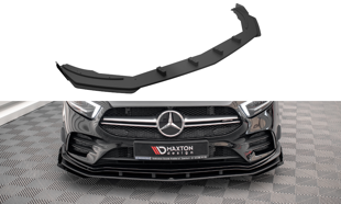 Maxton Street Pro Front Splitter + Flaps Mercedes A35 Amg / Amg-Line Aero Pack W177  - Black-Red + Gloss Flaps