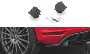 Maxton Racing Durability Rear Side Splitters + Flaps Volkswagen Golf Gti Mk6 - Black + Gloss Flaps    