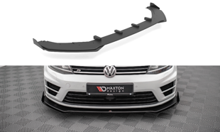 Maxton Street Pro Front Splitter V.1 + Flaps Volkswagen Golf R Mk7 - Black + Gloss Flaps    