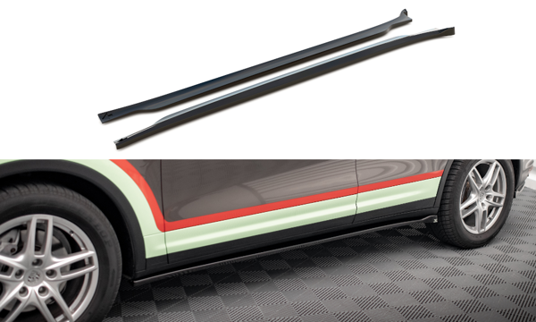 Maxton Side Skirts Diffusers Porsche Cayenne Mk2 - Gloss Black