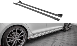 Maxton Street Pro Side Skirts Diffusers + Flaps Volkswagen Golf R Mk7 - Black-Red + Gloss Flaps
