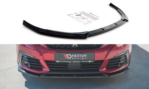 Maxton Front Splitter V.1 Peugeot 308 Gt Mk2 Facelift - Gloss Black