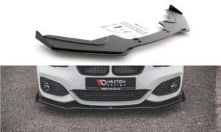 Maxton Racing Durability Front Splitter V.3 + Flaps For BMW 1 F20 M-Pack Facelift / M140I  - Black + Gloss Flaps    
