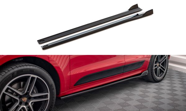 Maxton Side Skirts Diffusers Porsche Macan Mk1 Facelift - Gloss Black