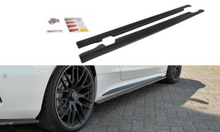 Maxton Side Skirts Diffusers Mercedes C-Class C205 63Amg Coupe - Gloss Black