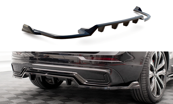 Maxton Central Rear Splitter (With Vertical Bars) Volvo Xc60 R-Design Mk2 Facelift - Gloss Black