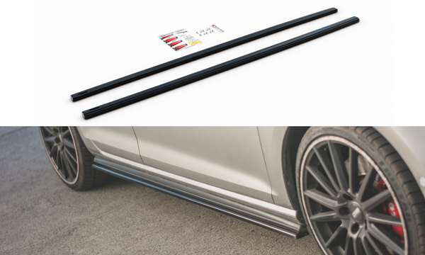 Maxton Side Skirts Diffusers V.2 VW Golf 7 Gti (Narrow) - Gloss Black
