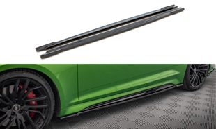 Maxton Side Skirts Diffusers Audi RS5 Coupe F5 Facelift - Gloss Black