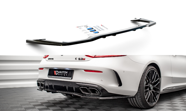 Maxton Central Rear Splitter (With Vertical Bars) Mercedes-Amg C 63Amg Coupe Amg Aero Pack C205 Facelift - Gloss Black
