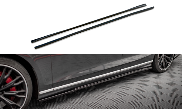 Maxton Side Skirts Diffusers Audi S8 D5 - Gloss Black