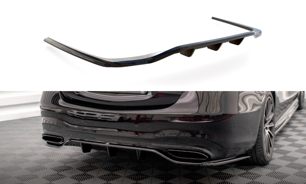 Maxton Central Rear Splitter (With Vertical Bars) Mercedes-Benz S Amg-Line W223 - Textured