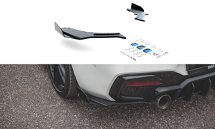 Maxton Racing Durability Rear Side Splitters V.3 + Flaps For BMW 1 F20 M140I  - Black + Gloss Flaps    